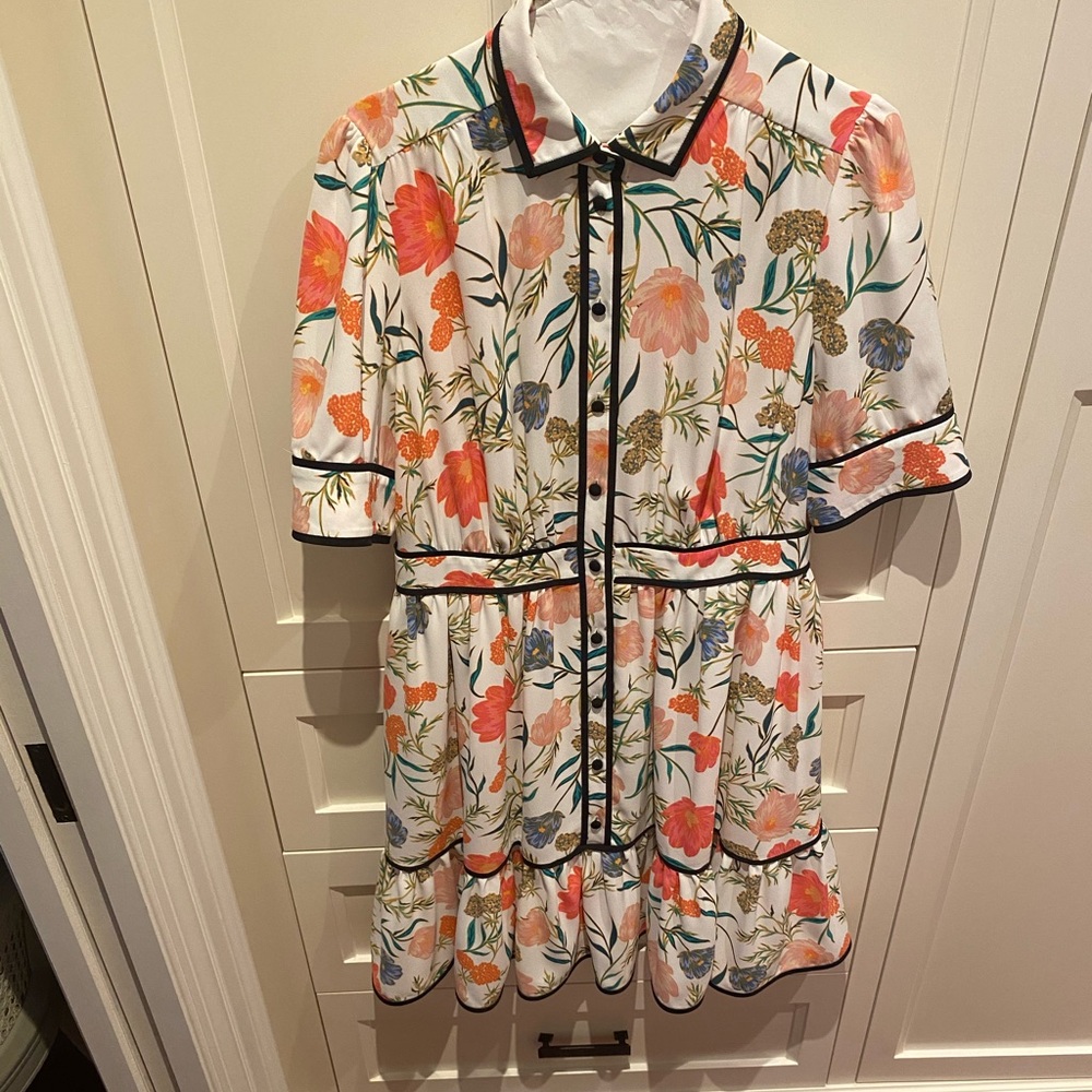 Kate Spade Floral Dress with Black Trim